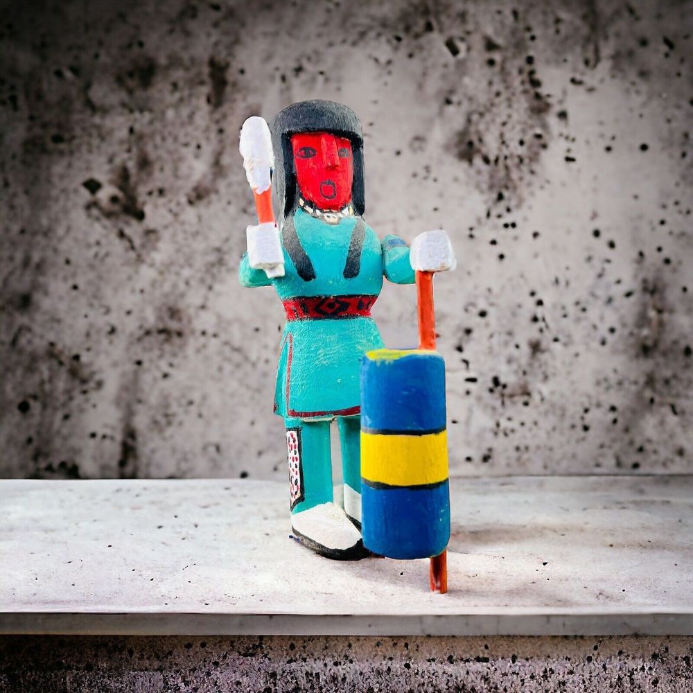 San Juan Pueblo Doll Native American Hand Carved Signed Joe V. Trujillo